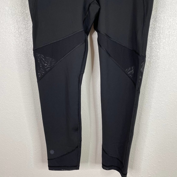 Athleta Stealth Mesh crop Tight Black Pocket L - Picture 3 of 8